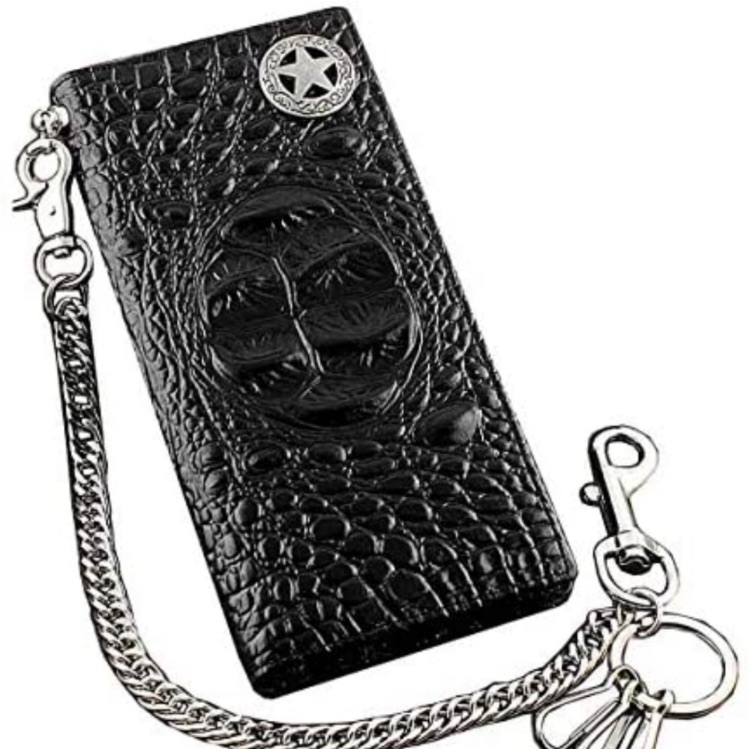 Mens Wallet Biker Leather Long Card Holder Wallet
